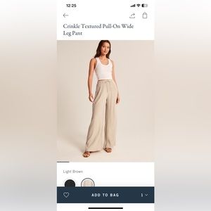 Abercrombie Crinkle Textured Pull-On Wide Leg Pant